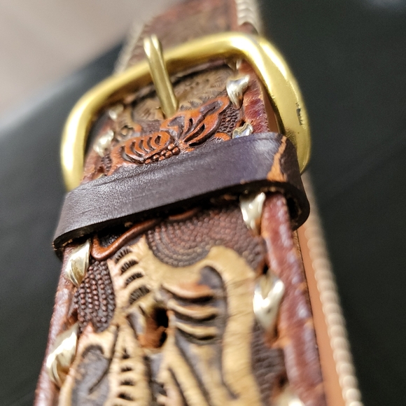 Big John mens western hand tooled saddle leather belt Sz - Picture 10 of 12